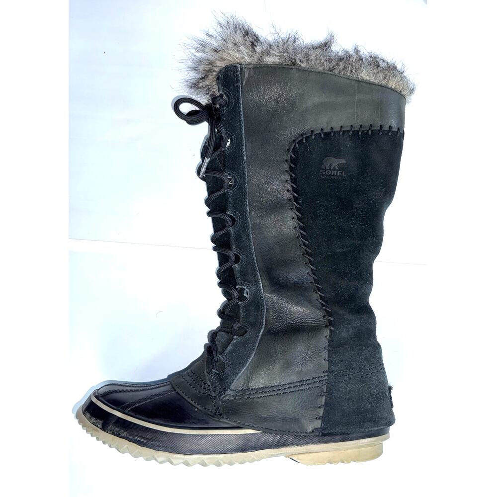 SOREL Sz 7 Joan of Arctic Leather Suede Faux Fur Waterproof Winter Boots - Picture 4 of 10